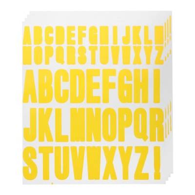 QUARKZMAN 220Stk 4 Blätter Buchstaben Aufkleber Vinyl Wasserfest Alphabet Selbstkleber Aufkleber Buchstaben für Innen/Außen Aufkleber Briefkasten Handwerkration Gelb von QUARKZMAN
